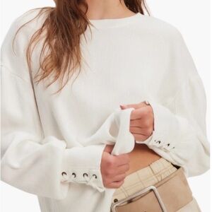 FREE PEOPLE Lapis Lace-Up Cuff Cotton Thermal Top